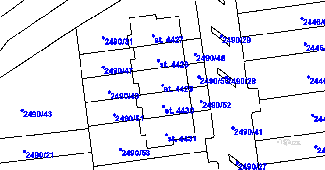 Parcela st. 4429 v KÚ Domažlice, Katastrální mapa