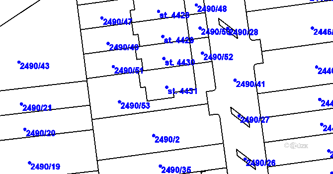 Parcela st. 4431 v KÚ Domažlice, Katastrální mapa