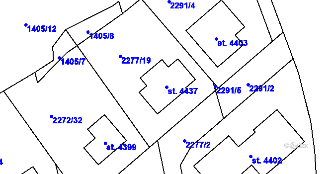 Parcela st. 4437 v KÚ Domažlice, Katastrální mapa