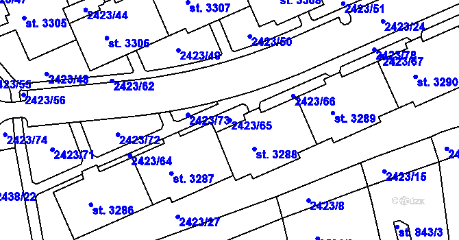 Parcela st. 2423/65 v KÚ Domažlice, Katastrální mapa