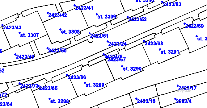 Parcela st. 2423/78 v KÚ Domažlice, Katastrální mapa