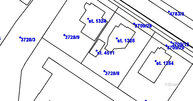 Parcela st. 4511 v KÚ Domažlice, Katastrální mapa