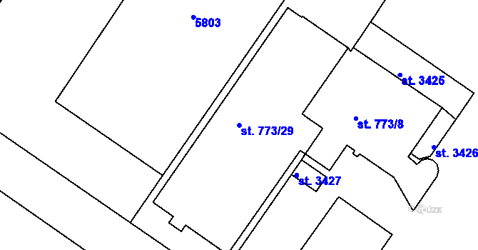 Parcela st. 773/29 v KÚ Domažlice, Katastrální mapa