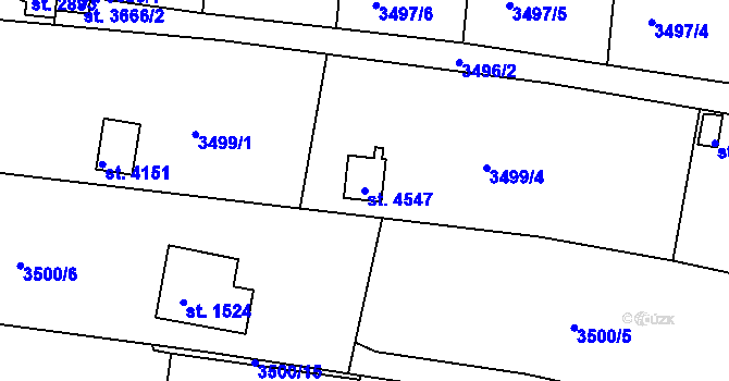 Parcela st. 4547 v KÚ Domažlice, Katastrální mapa