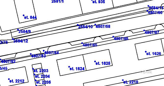Parcela st. 4807/85 v KÚ Domažlice, Katastrální mapa