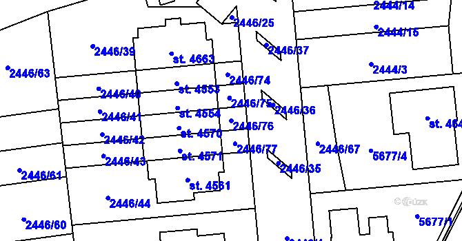 Parcela st. 2446/76 v KÚ Domažlice, Katastrální mapa
