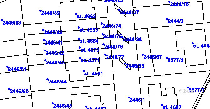 Parcela st. 2446/77 v KÚ Domažlice, Katastrální mapa