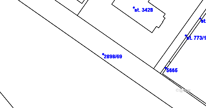 Parcela st. 2898/69 v KÚ Domažlice, Katastrální mapa