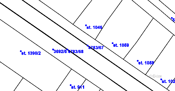 Parcela st. 4783/67 v KÚ Domažlice, Katastrální mapa
