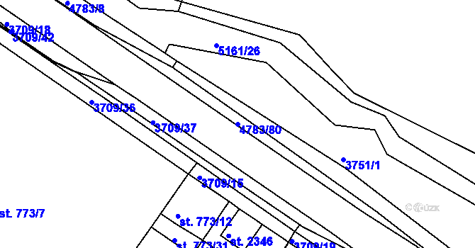 Parcela st. 4783/80 v KÚ Domažlice, Katastrální mapa