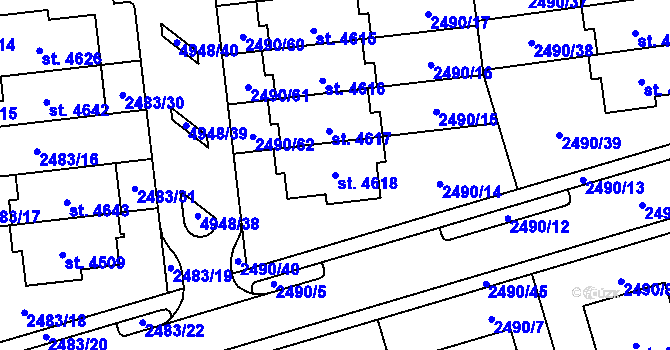 Parcela st. 4618 v KÚ Domažlice, Katastrální mapa