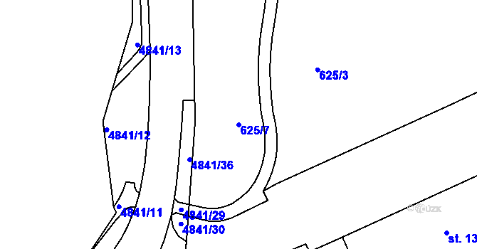 Parcela st. 625/7 v KÚ Domažlice, Katastrální mapa