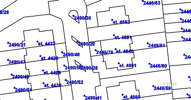 Parcela st. 2446/78 v KÚ Domažlice, Katastrální mapa