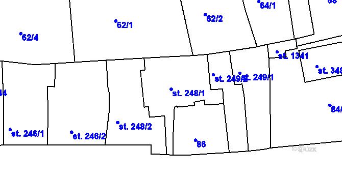 Parcela st. 248/1 v KÚ Domažlice, Katastrální mapa