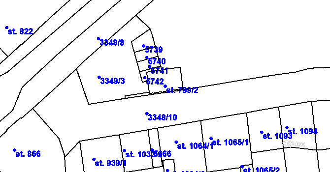 Parcela st. 799/2 v KÚ Domažlice, Katastrální mapa