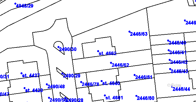 Parcela st. 4662 v KÚ Domažlice, Katastrální mapa