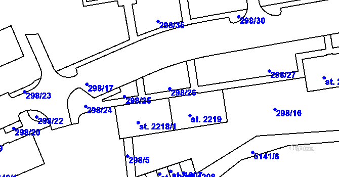 Parcela st. 298/26 v KÚ Domažlice, Katastrální mapa