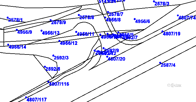 Parcela st. 2592/12 v KÚ Domažlice, Katastrální mapa