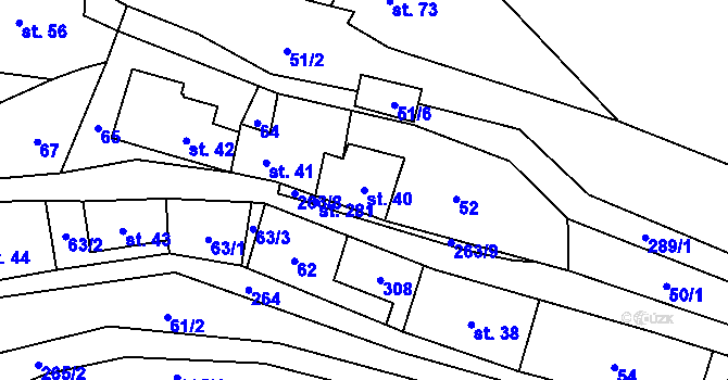 Parcela st. 40 v KÚ Domoradice, Katastrální mapa