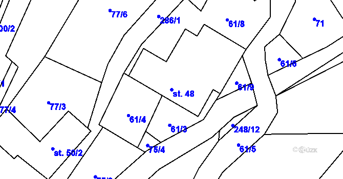 Parcela st. 48 v KÚ Domoradice, Katastrální mapa