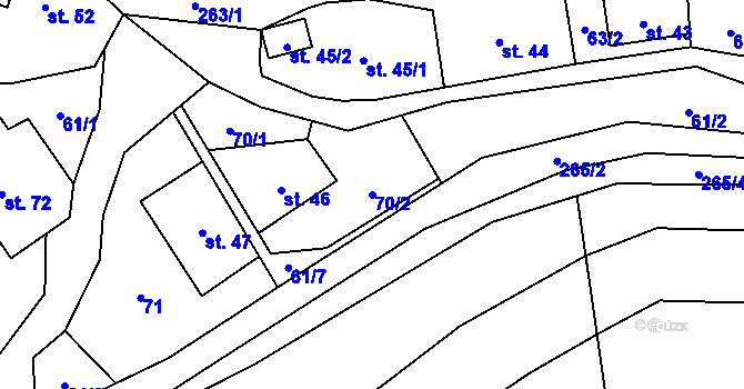 Parcela st. 70/2 v KÚ Domoradice, Katastrální mapa