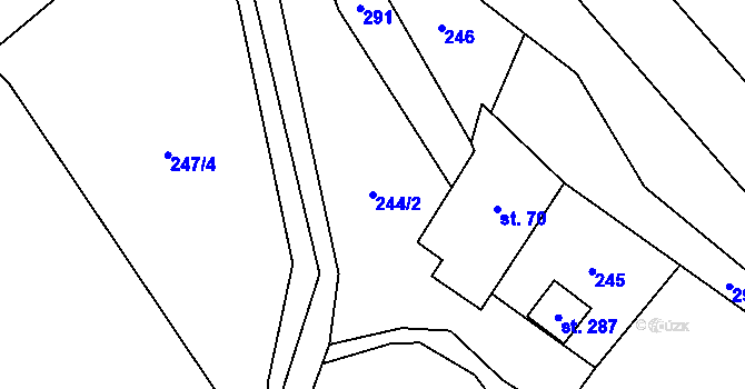 Parcela st. 244/2 v KÚ Domoradice, Katastrální mapa