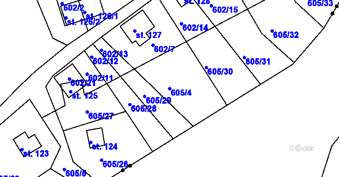 Parcela st. 605/4 v KÚ Domoradovice, Katastrální mapa