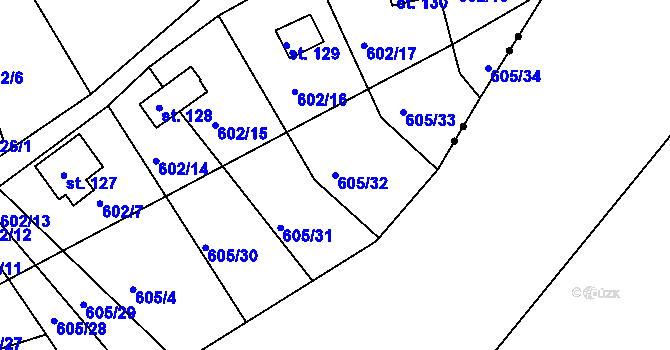 Parcela st. 605/32 v KÚ Domoradovice, Katastrální mapa