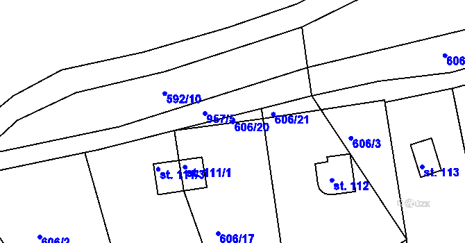 Parcela st. 606/20 v KÚ Domoradovice, Katastrální mapa