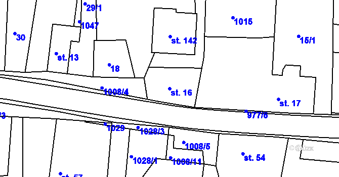 Parcela st. 16 v KÚ Domoradovice, Katastrální mapa