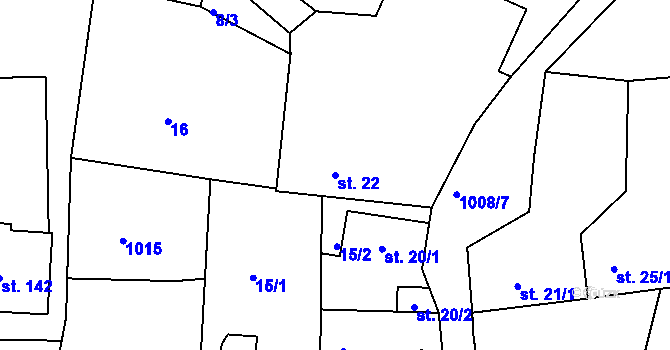 Parcela st. 22 v KÚ Domoradovice, Katastrální mapa