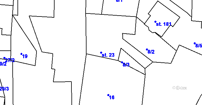 Parcela st. 23 v KÚ Domoradovice, Katastrální mapa