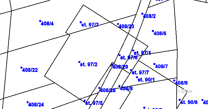 Parcela st. 97 v KÚ Domoradovice, Katastrální mapa