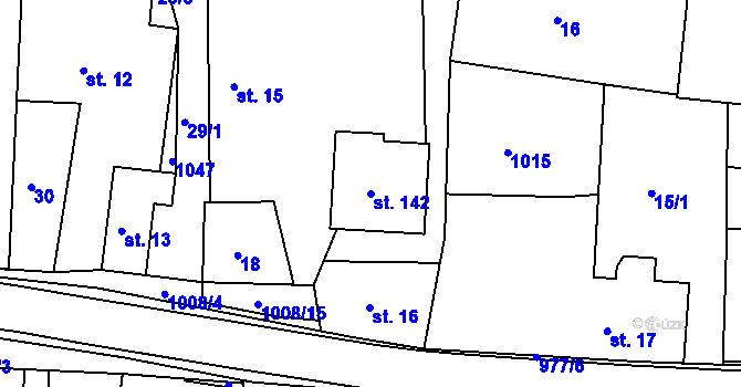 Parcela st. 142 v KÚ Domoradovice, Katastrální mapa