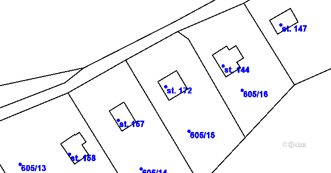 Parcela st. 172 v KÚ Domoradovice, Katastrální mapa