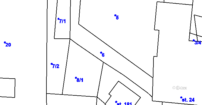 Parcela st. 6 v KÚ Domoradovice, Katastrální mapa