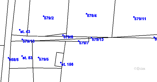 Parcela st. 579/7 v KÚ Domoradovice, Katastrální mapa