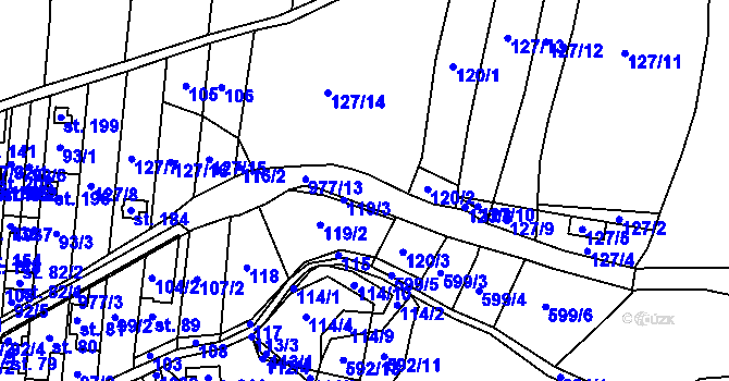 Parcela st. 977 v KÚ Domoradovice, Katastrální mapa