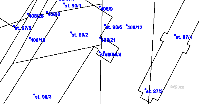Parcela st. 90/5 v KÚ Domoradovice, Katastrální mapa