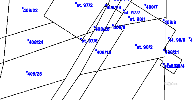 Parcela st. 408/10 v KÚ Domoradovice, Katastrální mapa