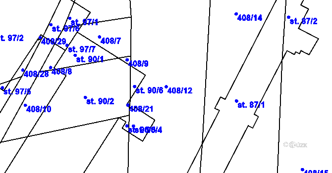 Parcela st. 408/12 v KÚ Domoradovice, Katastrální mapa