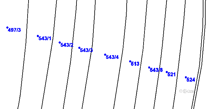 Parcela st. 543/4 v KÚ Domoradovice, Katastrální mapa