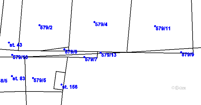 Parcela st. 579/13 v KÚ Domoradovice, Katastrální mapa