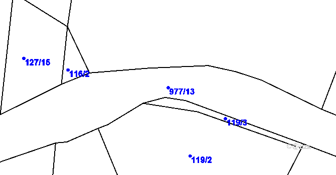 Parcela st. 977/13 v KÚ Domoradovice, Katastrální mapa