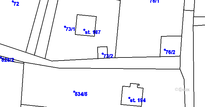 Parcela st. 73/2 v KÚ Domoradovice, Katastrální mapa