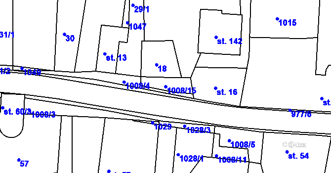 Parcela st. 1008/15 v KÚ Domoradovice, Katastrální mapa