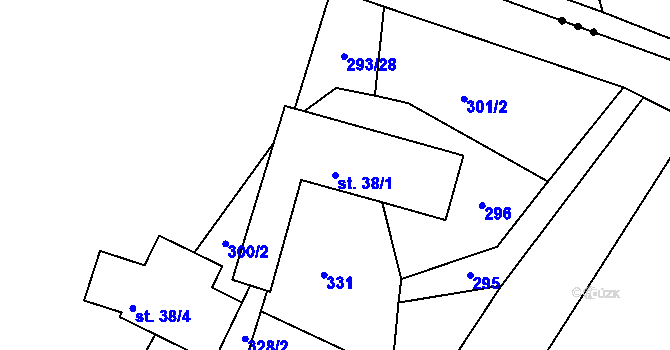 Parcela st. 38/1 v KÚ Filipovice, Katastrální mapa