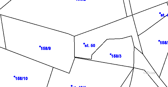 Parcela st. 50 v KÚ Domoraz, Katastrální mapa