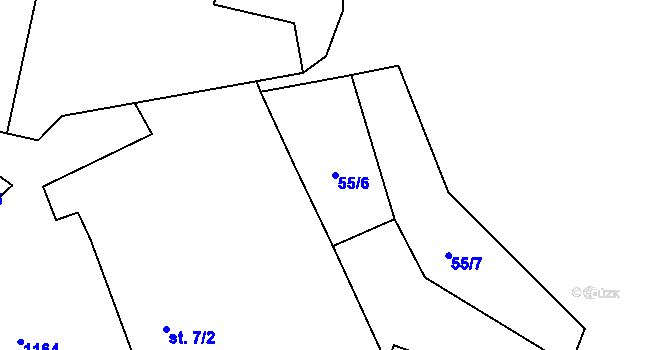 Parcela st. 55/6 v KÚ Domoraz, Katastrální mapa