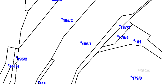 Parcela st. 185/1 v KÚ Domoraz, Katastrální mapa